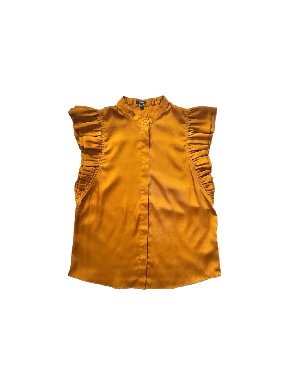 Express Gramercy Marigold Flutter Sleeve Concealed Button Up Shirt